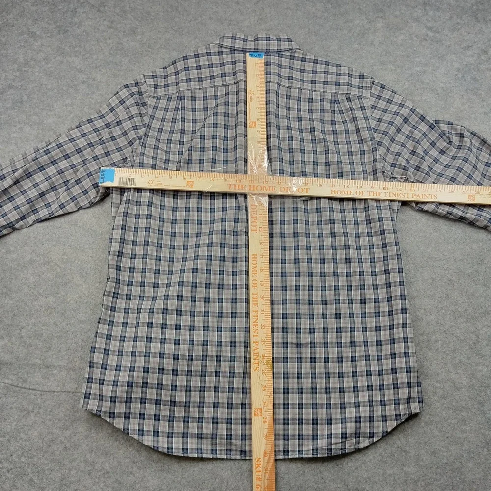 Banana Republic Shirt Mens Large Gray Plaid‎ Button Front Long Sleeve Cotton 16